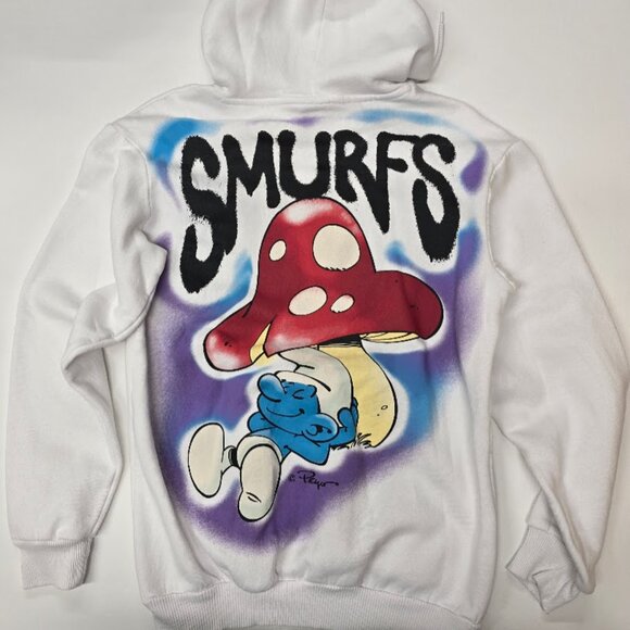 Tops - The Smurfs White Hoodie Hooded Sweatshirt Mushroom Pullover Small
